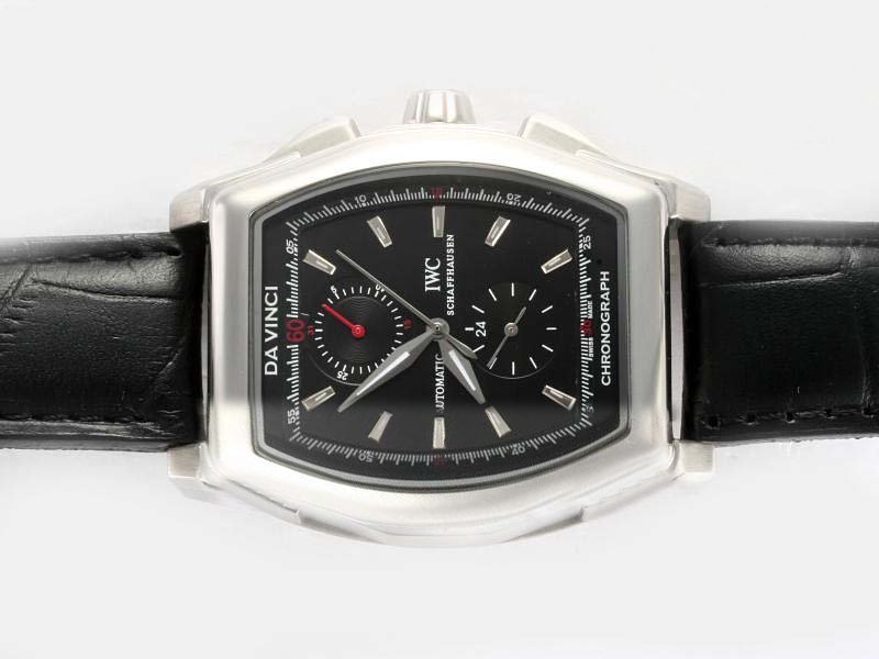 IWC Da Vinci Chronograph IW376413 Black Ostrich Leather Strap Hexagonal Midsize Watch