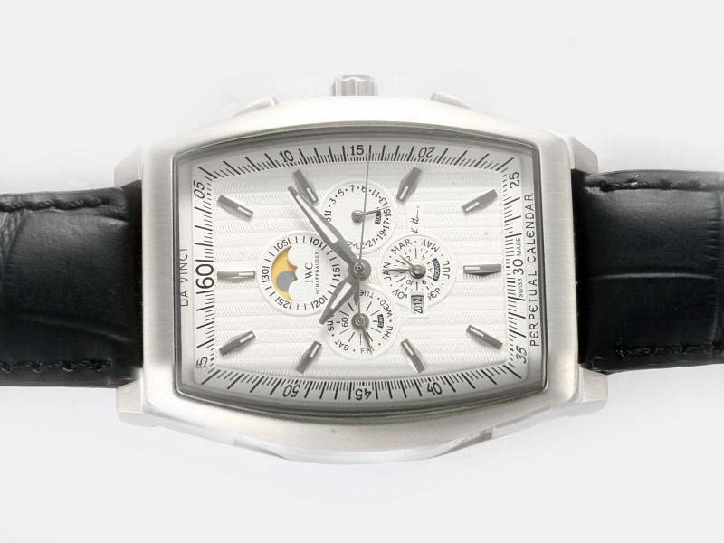 IWC Da Vinci Kurt Klaus IW376204 Black Ostrich Leather Strap Stainless Steel Bezel Midsize Watch