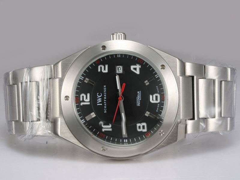 IWC Ingenieur Automatic IIW323604 Silver Stainless Steel Strap Black Dial Round Watch