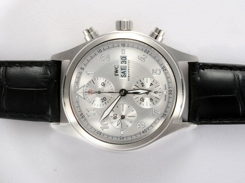 IWC Pilots Classic Chronograph IW371701 39mm White Dial Black Cow Leather Strap Watch