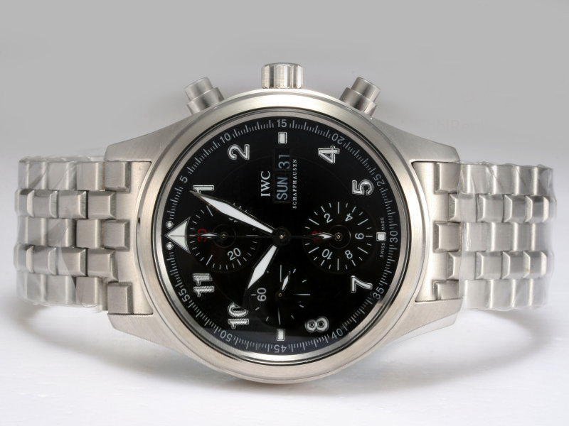 IWC Pilots Classic Chronograph IW371704 Round Black Dial Stainless Steel Case Watch