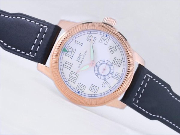 IWC Pilots Classic Hand-Wound IW325401 Round Blue Ostrich Leather Strap White Dial Watch