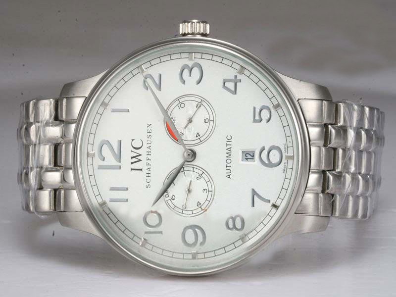 IWC Portuguese IW500107 Midsize 46mm Silver Stainless Steel Strap Watch
