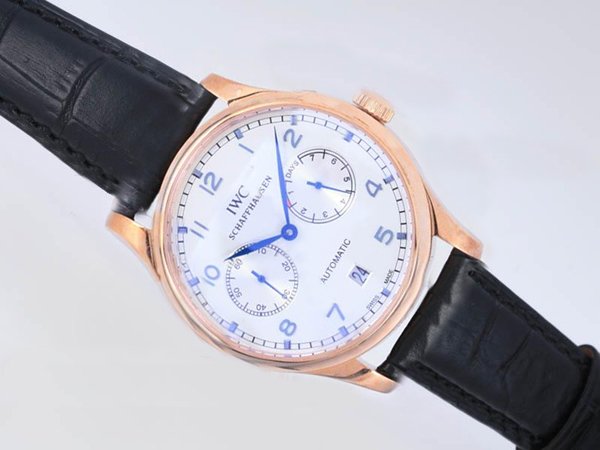 IWC Portuguese W500101 Midsize 42.3mm Black Ostrich Leather Strap Watch