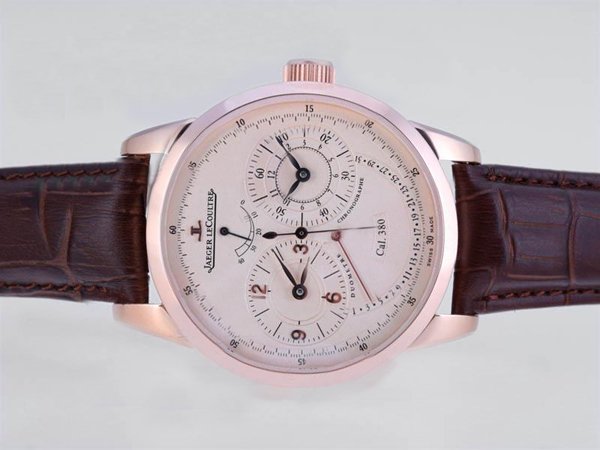 Jaeger-Lecoultre Duometre Chronographe New07 1 Duochrono Round Pink Dial Automatic Watch