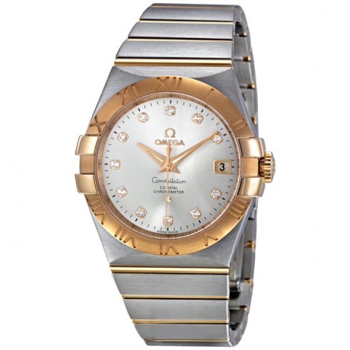 Omega Constellation Chronometer 35 mm Silver Dial Two Tone Watch 123.20.35.20.52.001 Constellation