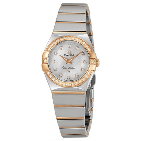 Omega Constellation Diamond Mother of Pearl Dial Polished Steel Ladies Watch 12325246055005 Constellation