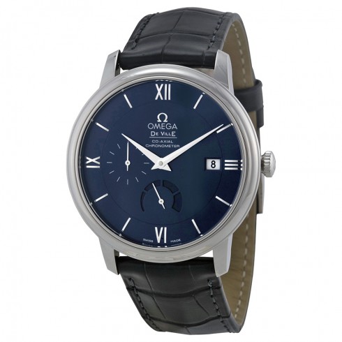 Omega De Ville Prestige Blue Dial Black Leather Men's Watch 42413402103001 De Ville