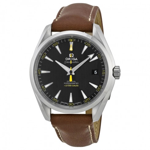 Omega Aqua Terra Automatic Black Dial Brown Leather Men's Watch 23112422101001 Seamaster Aqua Terra