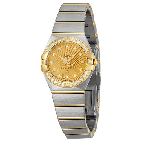 Omega Constellation Diamond Champagne Dial Brushed Steel Ladies Watch 123.25.24.60.58.001 Constellation