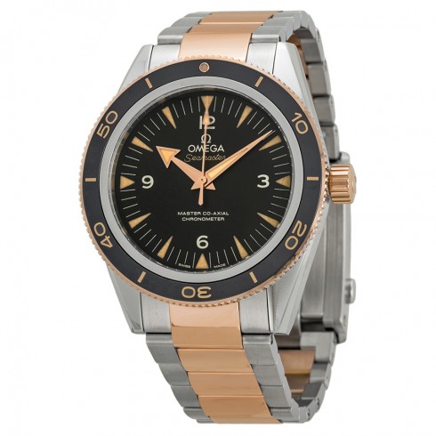 Omega Seamaster 300 Automatic Black Dial Stainless Steel and 18kt Rose Gold Men's Watch 23320412101001 Seamaster