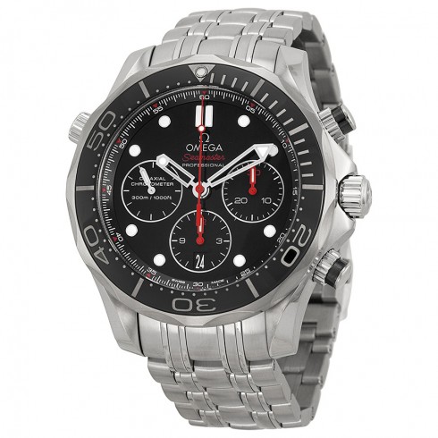 Omega Seamaster Automatic Chronograph Black Dial Stainless Steel Men's Watch 21230445001001 Seamaster