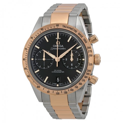 Omega Speedmaster Black Dial Chronograph Steel and 18kt Rose Gold Automatic Men's Watch 33120425101002 Speedmaster