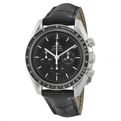 Omega Speedmaster Chronograph Black Dial Black Leather Men's Watch 31133423001001 Speedmaster