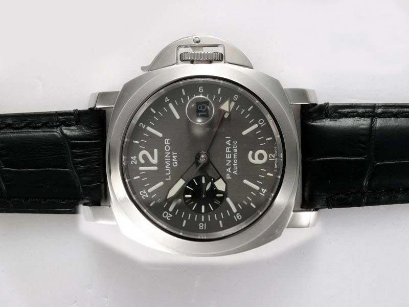 Panerai Luminor PAM 089 Black Ostrich Leather Strap Midsize Stainless Steel Bezel Watch
