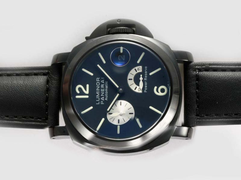 Panerai Luminor PAM 125 Black Ostrich Leather Strap 40mm Blue Dial Watch