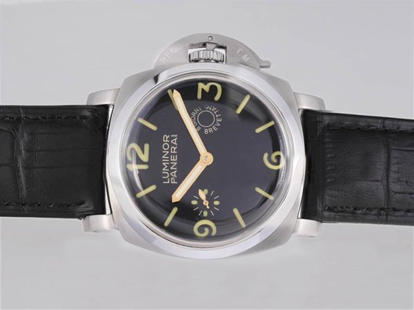 Panerai Luminor PAM203 Stainless Steel Bezel Black Ostrich Leather Strap Midsize Watch