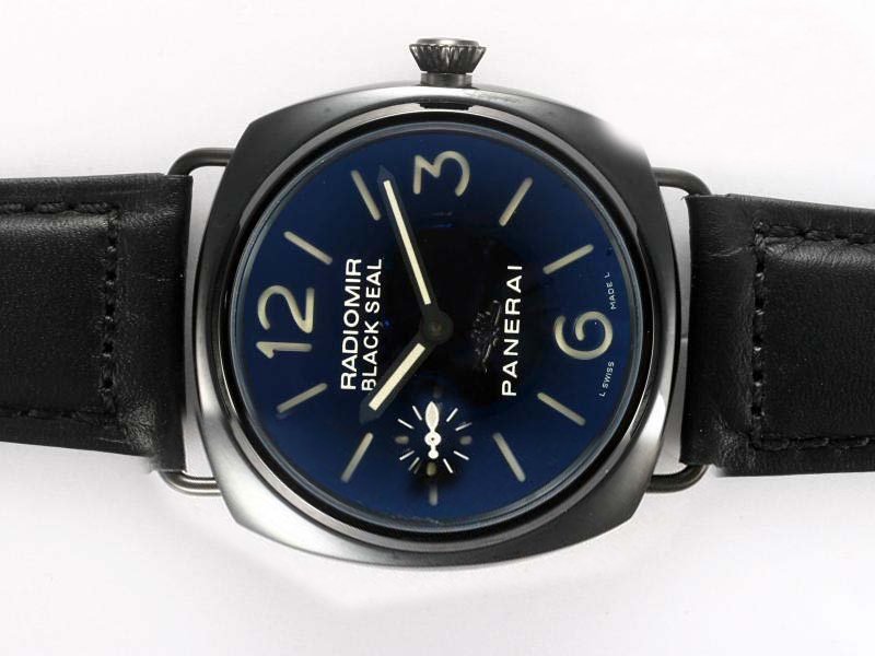 Panerai Radiomir PAM 292 Black Crocodile Leather Strap 45mm Blue Dial Watch