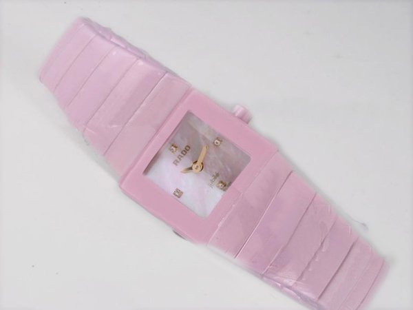 Rado DiaStar 25974 Pink Ceramic Strap 21x28mm White Dial Watch