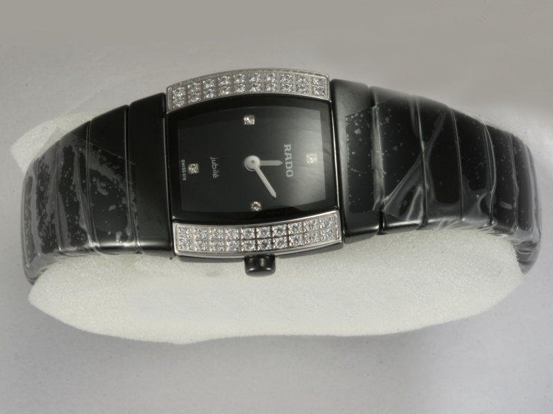 Rado Sintra 12925 Rectangle Black Ceramic Strap Black Dial Watch