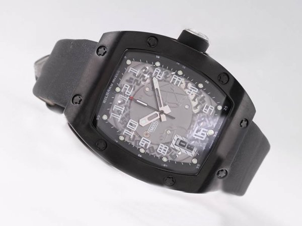 Richard Mille RM2009 RM005 Mens 39x48mm Black Cow Leather Strap Watch