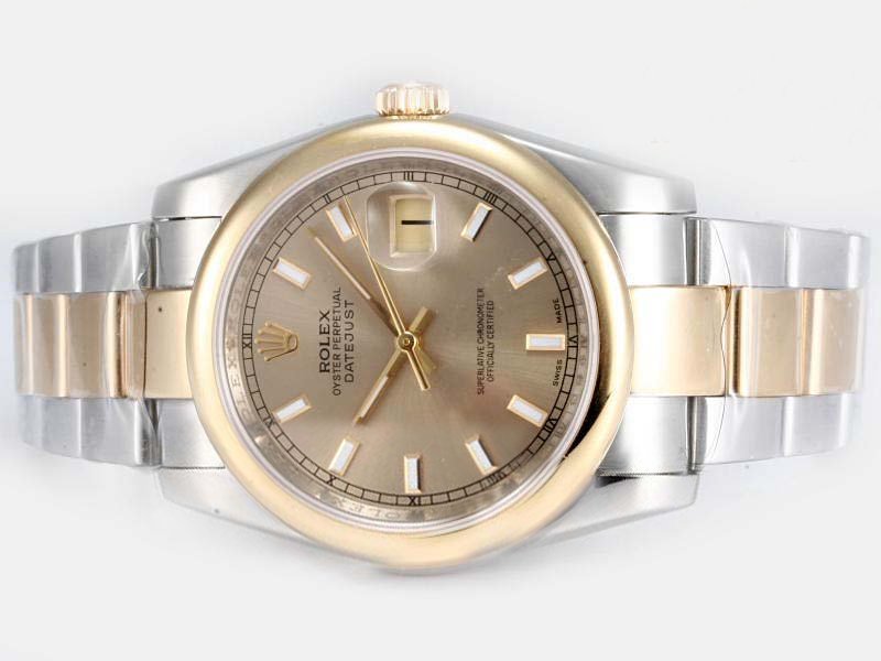 Rolex Datejust 116233 Gold Dial Stainless Steel with 18k Gold Bezel Watch