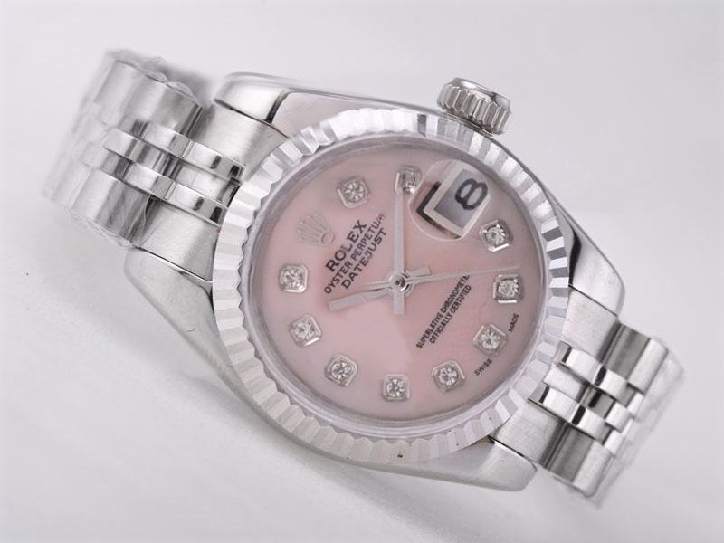 Rolex Datejust 16030 Stainless Steel Bezel Stainless Steel Case Pink Dial Watch