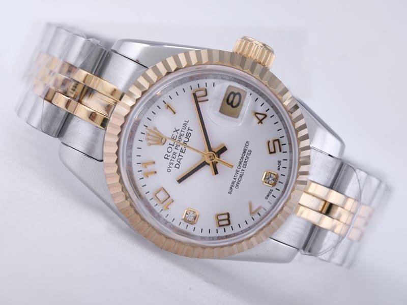 Rolex Datejust 16233 Stainless Steel with 18k Gold Bezel Automatic White Dial Watch