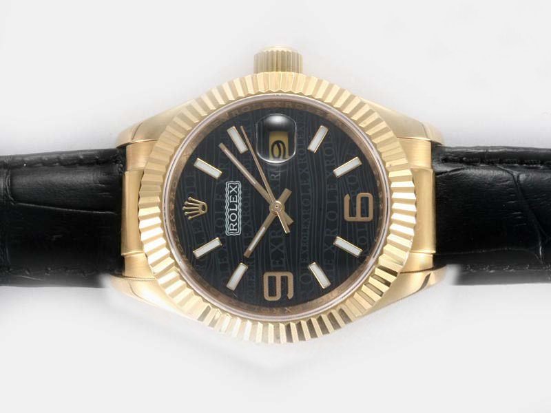 Rolex Datejust 5310/8 Black Crocodile Leather Strap Mens Watch