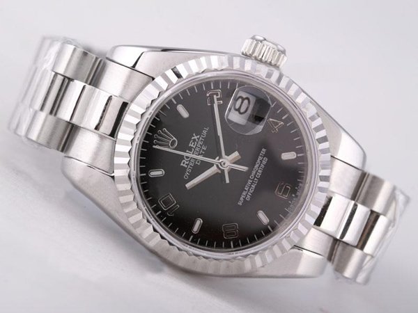 Rolex Datejust 79174 Round Stainless Steel Case Black Dial Watch