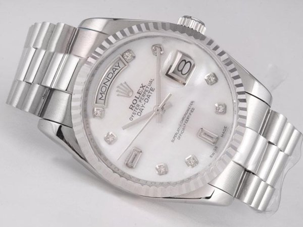 Rolex Day-Date 118239 White Dial Automatic Stainless Steel Bezel Watch