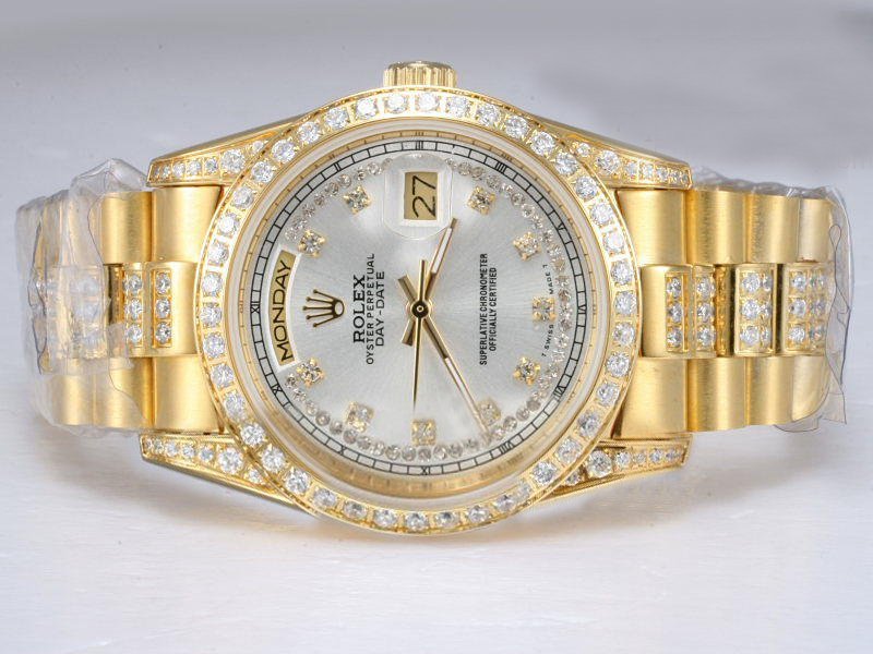 Rolex Day-Date 18238 Stainless Steel with 18k Gold Bezel White Dial Automatic Watch