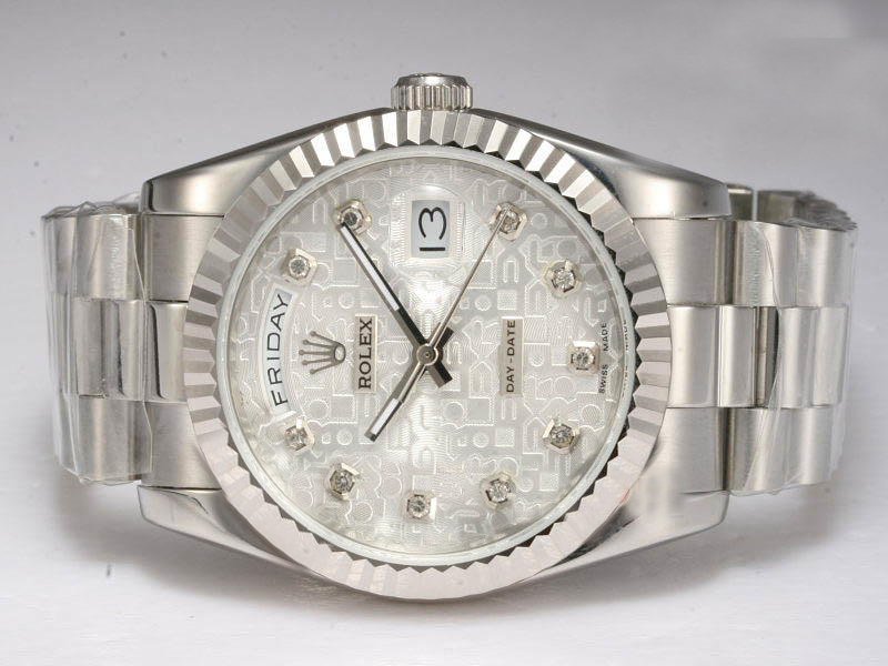 Rolex Day-Date 18239 36mm Stainless Steel Case White Dial Watch