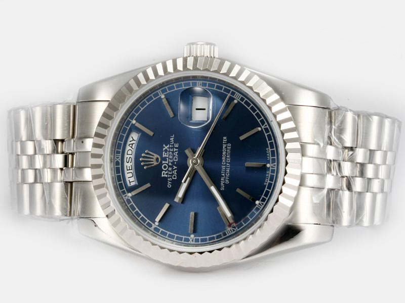 Rolex Day-Date 18239 Mens Silver Stainless Steel Strap Round Watch