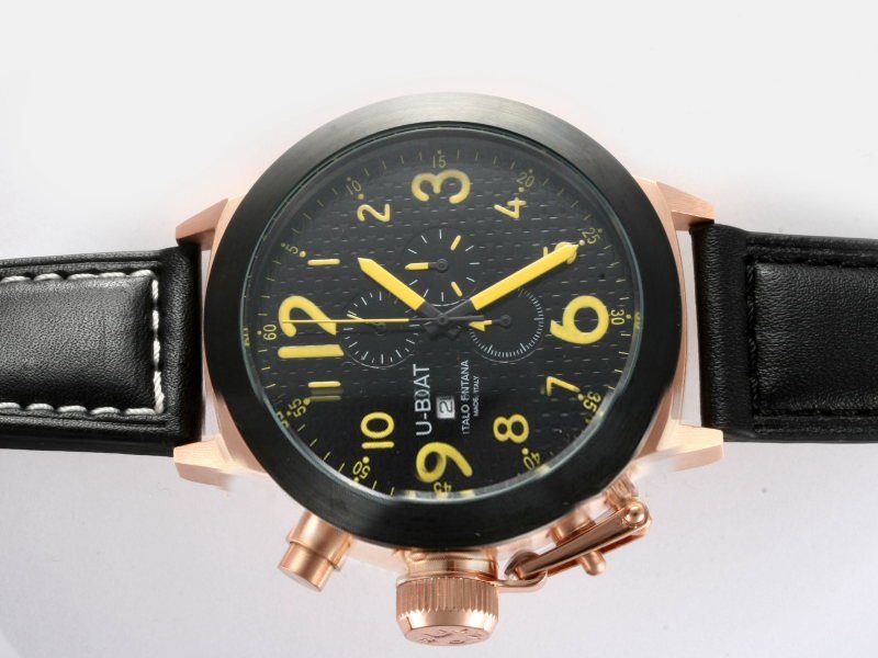 U-Boat Flightdeck 1758 52mm Black Dial Black Cow Leather Strap Watch