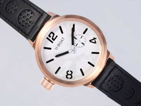U-Boat Italo Fontana 2060 Black Ostrich Leather Strap Round White Dial Watch