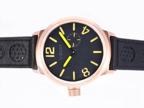 U-Boat Italo Fontana 5571 Black Crocodile Leather Strap Round Black Dial Watch