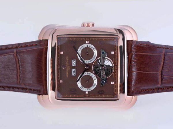 Vacheron Constantin Tourbillon 425.127.1098 Rose Gold Case Brown Dial Rectangle Watch