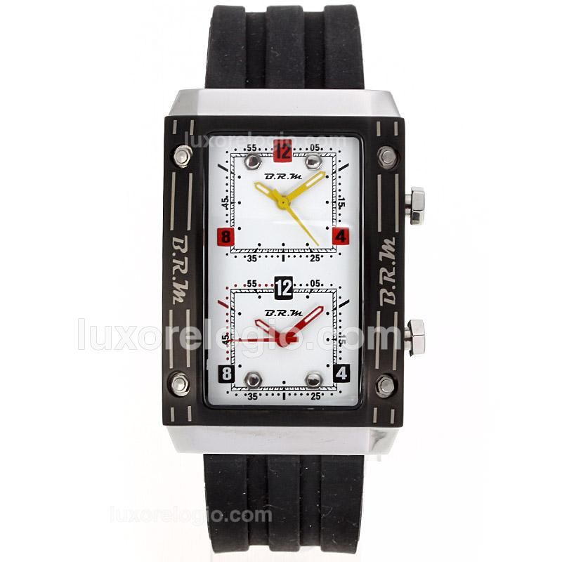 B.R.M PVD Case With Double White Dials -Rubber Strap