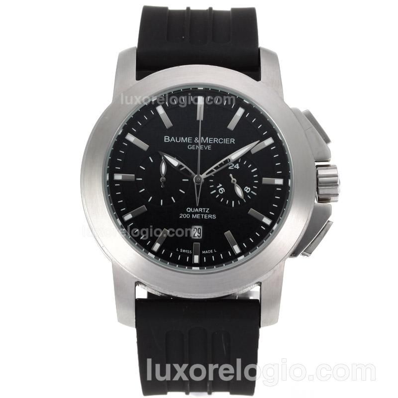 Baume & Mercier Classic Working Chronograph with Black Dial-Rubber Strap
