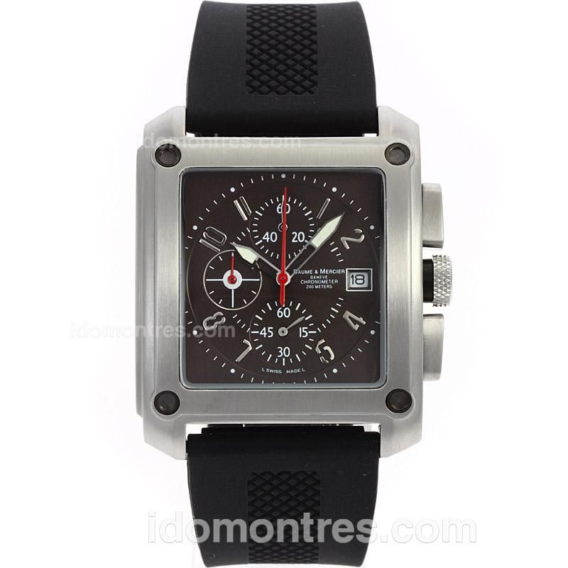 Baume & Mercier Hampton Milleis Working Chronograph with Gray Dial-Rubber Strap