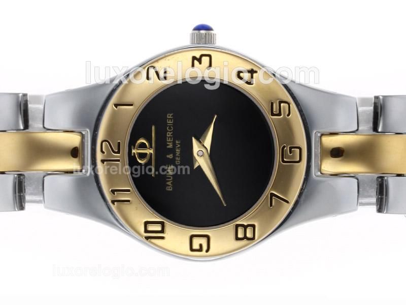 Baume & Mercier IIea Two Tone with Black Dial S/S-Lady Size