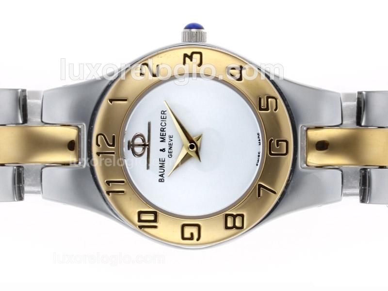 Baume & Mercier IIea Two Tone with White Dial S/S-Lady Size