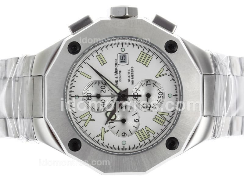 Baume & Mercier Riviera Sport XXL Working Chronograph with White Dial S/S