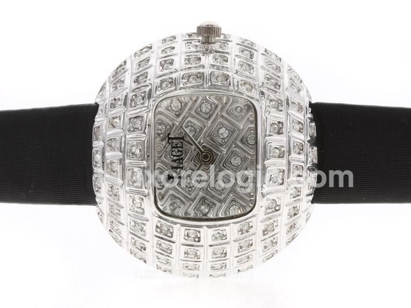 Piaget Limelight Party Diamonds with Black Leather Strap-Lady Size