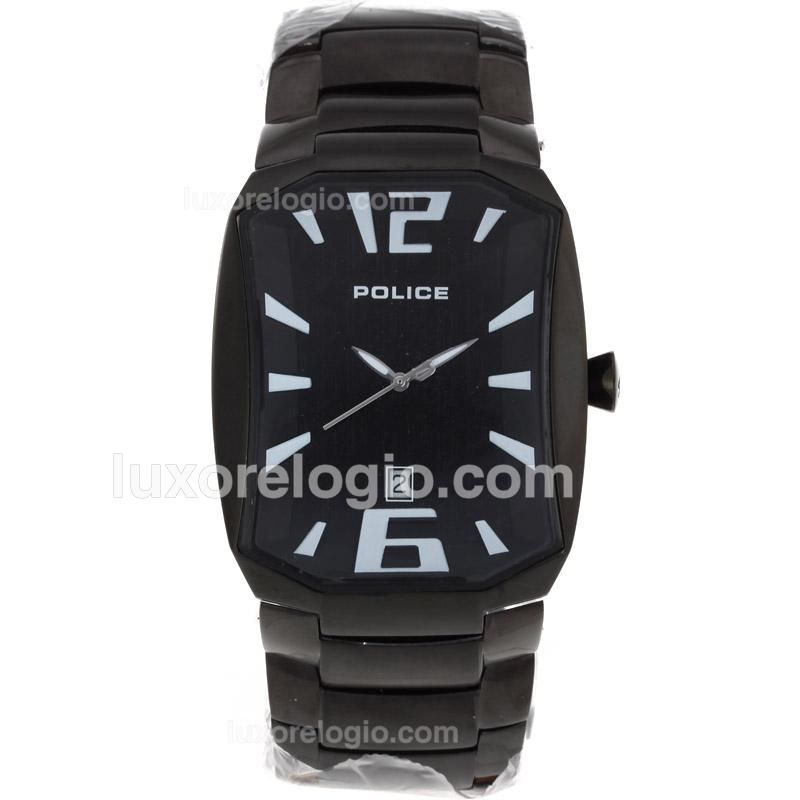 Police Full PVD Black Dial with Stick Markers S/S