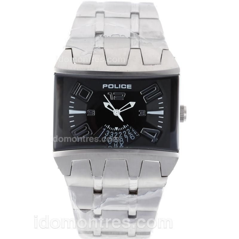 Police Sincere Black Dial with Number Markers S/S