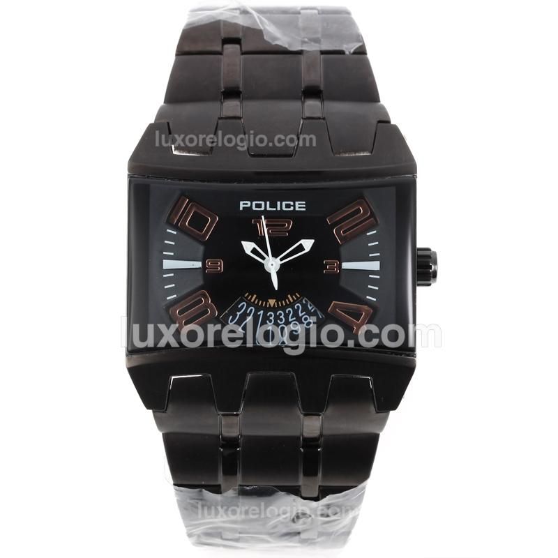 Police Sincere PVD Case with Black Dial Number Markers S/S