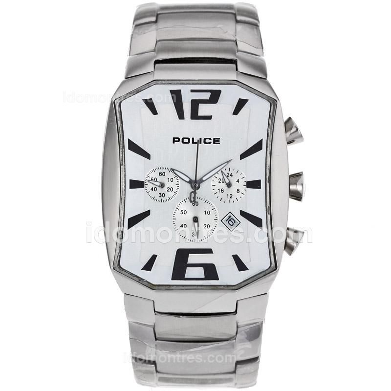 Police Working Chronograph Silver Dial S/S