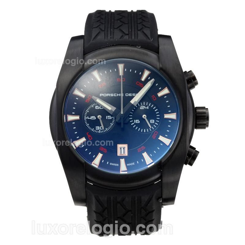 Porsche Design Classic Working Chronograph Full PVD with Black Dial-Rubber Strap